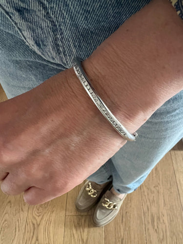 Bracelet Bracelet jonc - 23 diamants en or gris 18 carats 58 Facettes BRA108