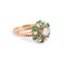 Bague 58 Bague marguerite en or jaune 18 carats avec émeraudes et diamants 58 Facettes B381
