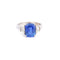 Bague 52 Bague saphir de Ceylan coussin 4,15 ct et diamants en or gris 18 carats 58 Facettes BSA106
