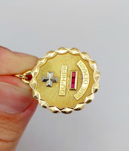 Augis - Pendentif médaille d'amour en or 18k et rubis 58 Facettes A07652