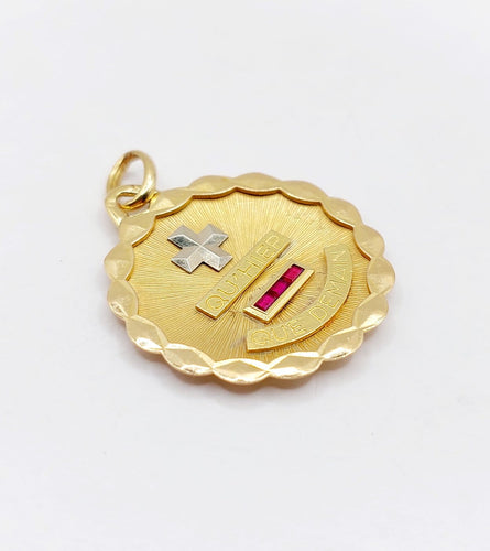 Augis - Pendentif médaille d'amour en or 18k et rubis 58 Facettes A07652