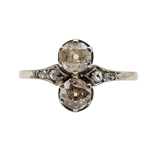 Bague toi et moi en or blanc, platine et diamants