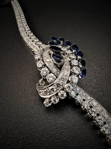 Bracelet en or blanc avec diamants et saphirs 58 Facettes BRA 3560