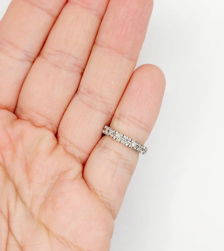 46 Alliance américaine Art déco en or blanc 18k et diamants 58 Facettes A07657