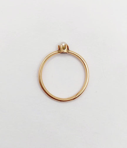 54 Bague antique Gimmel en or rose 18k et perle 58 Facettes A07623