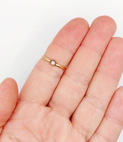 54 Bague antique Gimmel en or rose 18k et perle 58 Facettes A07623