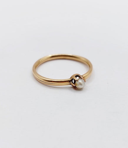54 Bague antique Gimmel en or rose 18k et perle 58 Facettes A07623