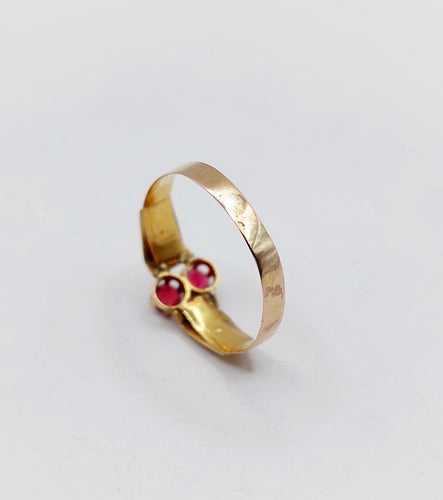 51 Bague toi et moi antique en or 18k, pierres rouges et perles 58 Facettes A07562