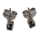 Boucles d'oreilles fleurs en or blanc, nacre et saphirs 58 Facettes T290PI132
