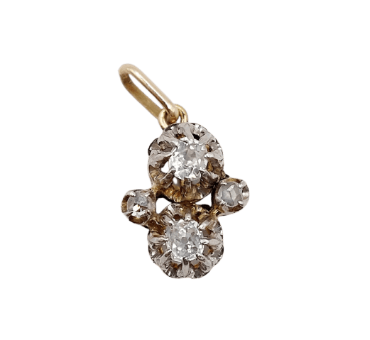 Pendentif antique en or 18k, platine et diamants 58 Facettes A07542