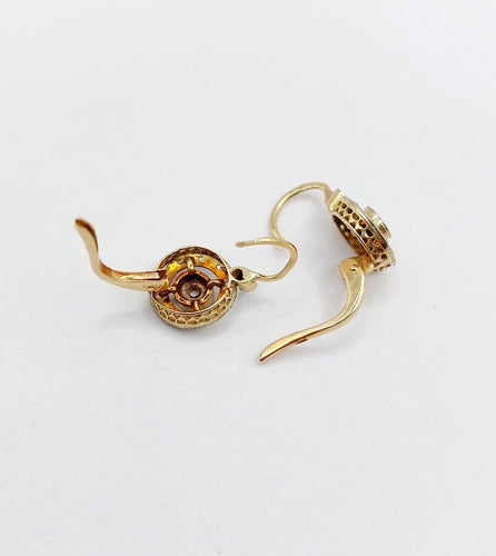 Dormeuses cible Art déco - Boucles d'oreilles en or 18k, platine et diamants 58 Facettes A07499