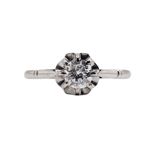 52.5 Bague solitaire Art déco en platine, diamant 0,35 ct 58 Facettes A07439
