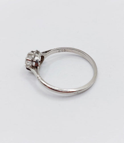 52.5 Bague solitaire Art déco en platine, diamant 0,35 ct 58 Facettes A07439