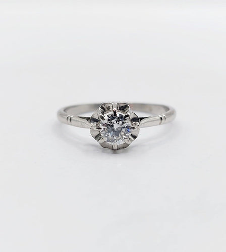 52.5 Bague solitaire Art déco en platine, diamant 0,35 ct 58 Facettes A07439