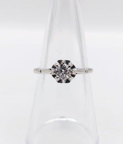 52.5 Bague solitaire Art déco en platine, diamant 0,35 ct 58 Facettes A07439