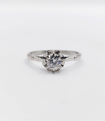 52.5 Bague solitaire Art déco en platine, diamant 0,35 ct 58 Facettes A07439