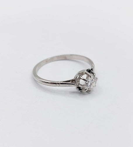 52.5 Bague solitaire Art déco en platine, diamant 0,35 ct 58 Facettes A07439