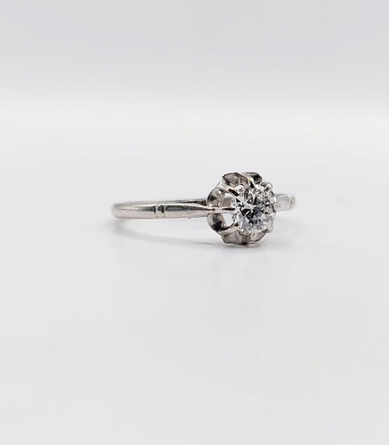 52.5 Bague solitaire Art déco en platine, diamant 0,35 ct 58 Facettes A07439