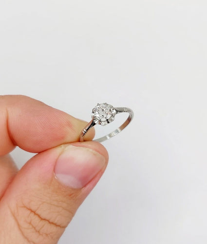 52.5 Bague solitaire Art déco en platine, diamant 0,35 ct 58 Facettes A07439