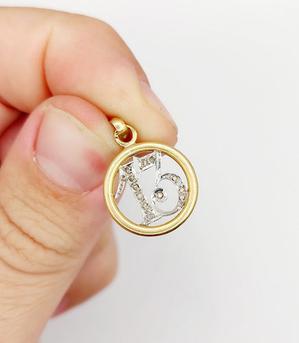 Pendentif chiffre 13 en or 18k et diamants taille rose 58 Facettes A07387
