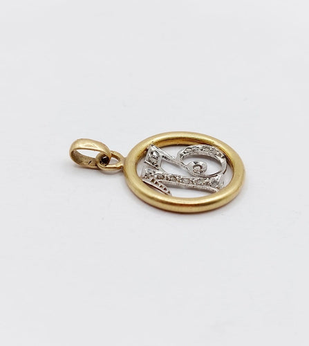 Pendentif chiffre 13 en or 18k et diamants taille rose 58 Facettes A07387