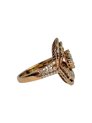 54.5 Bague en or rose 18K et diamants 1,45 ct 58 Facettes 2090