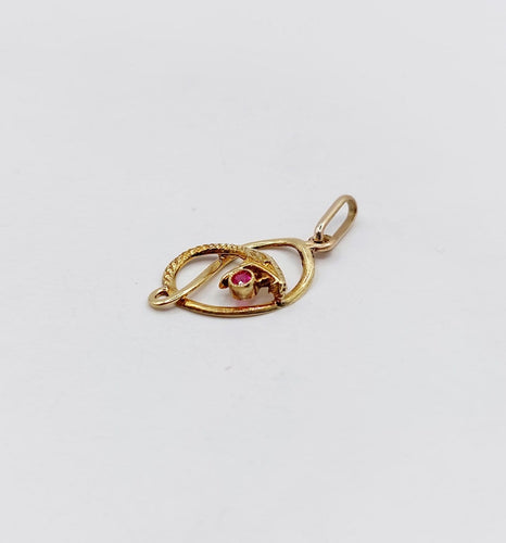 Pendentif serpent antique en or 18k et rubis 58 Facettes A07581