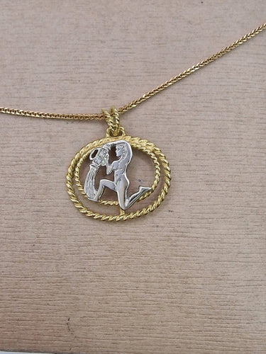 Collier vintage signe Gémeaux en or jaune et blanc 18 ct 58 Facettes CV-099