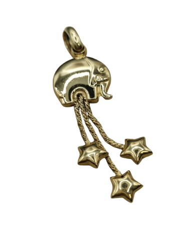 Pendentif éléphant vintage en or jaune 18 ct 58 Facettes CV-0100
