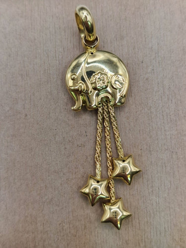 Pendentif éléphant vintage en or jaune 18 ct 58 Facettes CV-0100