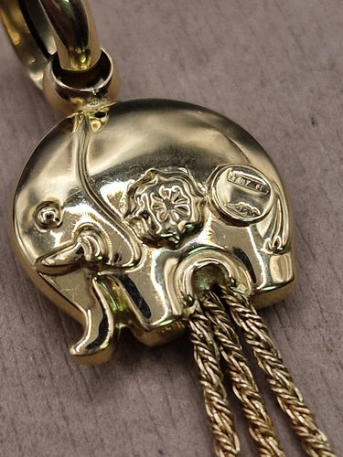 Pendentif éléphant vintage en or jaune 18 ct 58 Facettes CV-0100