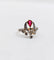 42 Bague duchesse antique en or rose 18k, pierre rouge et diamants 58 Facettes A07649