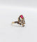 42 Bague duchesse antique en or rose 18k, pierre rouge et diamants 58 Facettes A07649