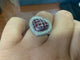 54 Bague cœur vintage en or blanc avec rubis et diamants 58 Facettes BA 1003