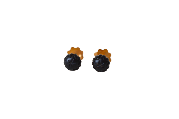 Puces d'oreilles étoiles en or jaune 18 carats et jais