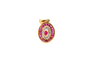 Pendentif ovale en or jaune et blanc avec rubis synthétique