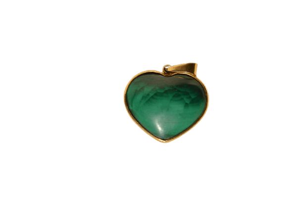 Pendentif cœur en or jaune 18 carats et malachite
