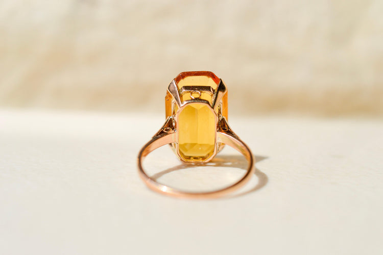 52 Bague cocktail en or jaune 14 carats et citrine 58 Facettes 4139