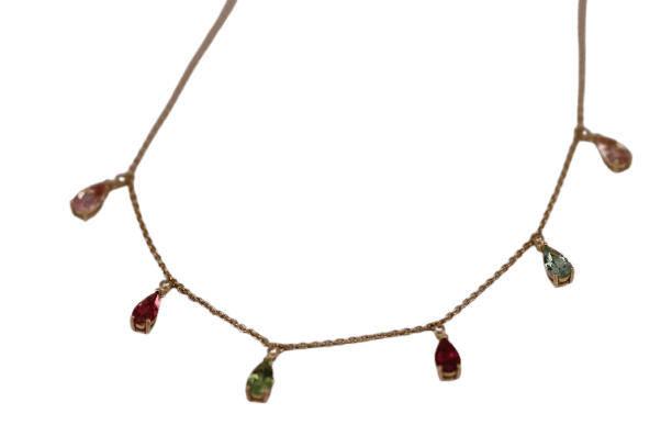 Collier en or jaune avec tourmaline et diamant