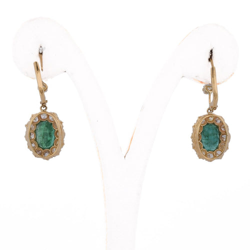 Boucles d'oreilles Boucles d'oreilles anciennes en or 18 kt avec émeraudes et diamants 58 Facettes OR249 P35 (00129)