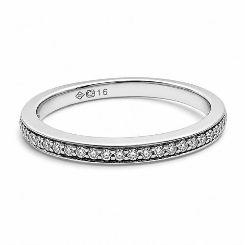 Bague 52 Bague demi-alliance en or blanc 18 carats et diamants 58 Facettes Bague demi-alliance en or blanc 18 carats et diamants