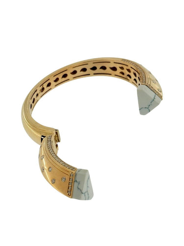 Bracelet manchette en or rose et or blanc avec diamants 58 Facettes BR1570D