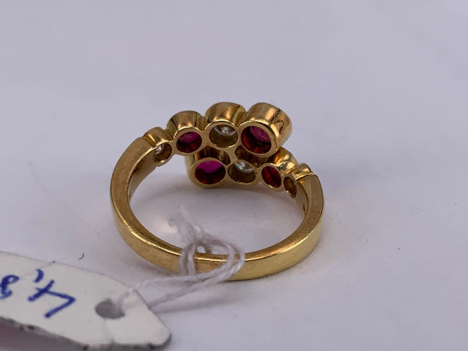 52 Toi et Moi - Bague en or jaune avec rubis et diamant 58 Facettes BA 671