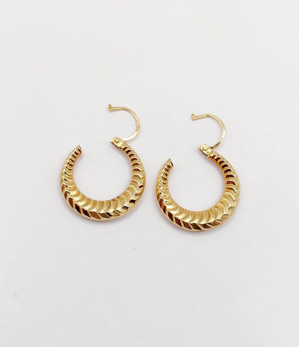 Créoles vintage - Boucles d'oreilles en or 18k à motifs géométriques 58 Facettes A07632