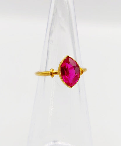 43 Bague antique en or 18k et rubis synthétique 58 Facettes A07673