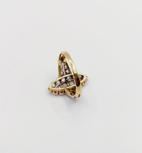 49.5 Bague marquise antique en or 18k, platine et diamants taille rose 58 Facettes A07676