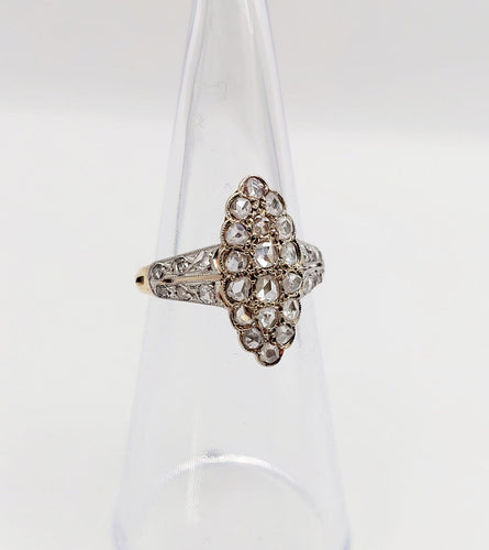 49.5 Bague marquise antique en or 18k, platine et diamants taille rose 58 Facettes A07676