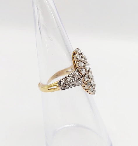 49.5 Bague marquise antique en or 18k, platine et diamants taille rose 58 Facettes A07676