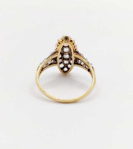 49.5 Bague marquise antique en or 18k, platine et diamants taille rose 58 Facettes A07676