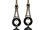 Art déco - Boucles d'oreilles en or, onyx et diamants 58 Facettes 3838